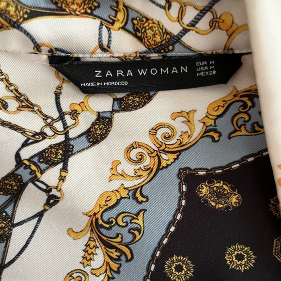 Zara Baroque Chain Print Shirt Blouse Long Sleeves. - Picture 8 of 10